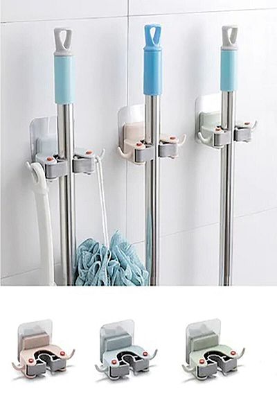 Trouvaille 2 Pieces - Mop Broom Brush And Mop Hanger Handle Holder Kitchen Bathroom Hanger
