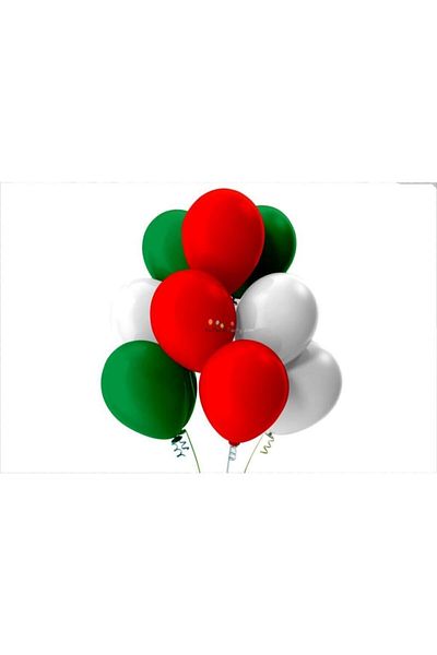 BEST PARTİ DOĞUM GÜNÜ PARTİ SÜSLERİ Light Green-white-red Pastel Soft Balloon 50 Pieces + 5 Mt Balloon Chain