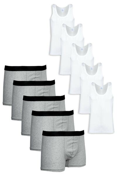 NACAR STORE Erkek 5'li Takım Pamuklu Likralı Boxer Atlet Takım