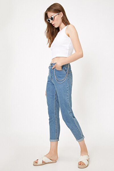 Trn JNS Tamnoplave likra mom jeans pantalone (boja ne bledi)