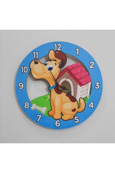TUĞBArt 40x40 Cm Köpekli Model Çocuk Duvar Saati Renkli Eğlenceli Lazer Kesim...