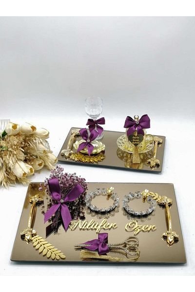 ZEKAAVM 2-Piece Promise Tray Groom's Coffee Engagement Tray
