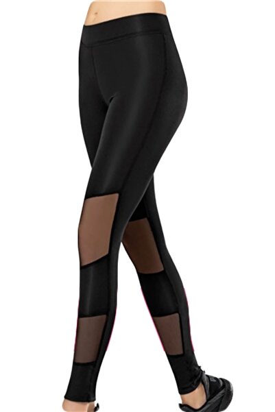 KOTA Women's Black See-Through Detailed Diving Tights 4080