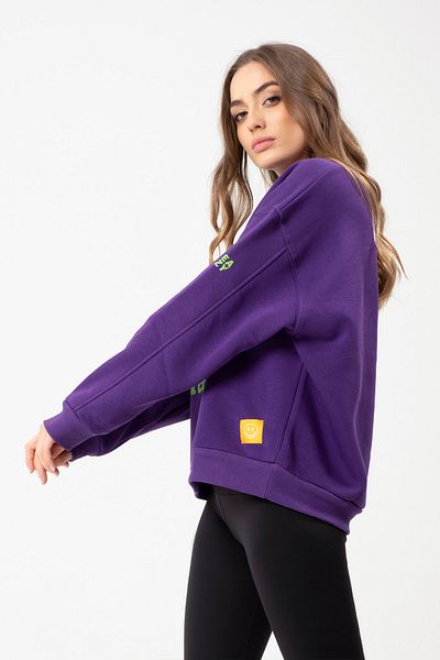 Eazy Co Hanorac oversize unisex violet cu gât crew Eazy Growth Zone