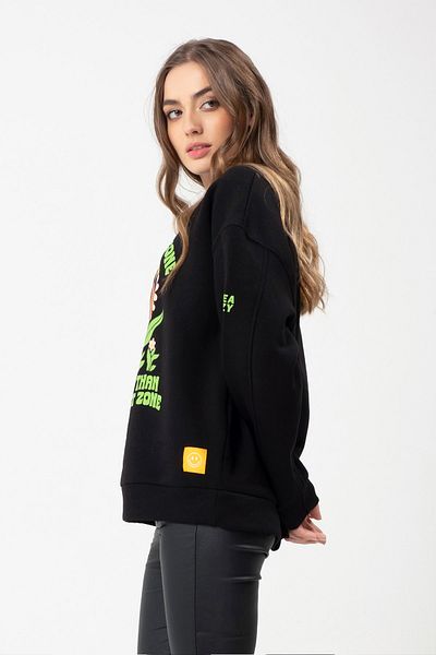 Eazy Co Hanorac negru unisex cu gât crew Eazy Growth Zone