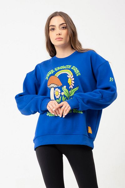 Eazy Co Φούτερ Eazy Growth Zone Oversized Unisex Saks Μπλε Μπλουζάκι με Λαιμόκοψη Crew