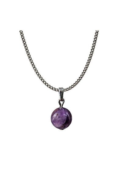 ByKolyeucum Globe Cut Amethyst Stone Necklace
