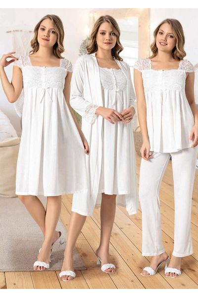 Duchesse 42200 Maternity 4-Piece Pajamas Nightgown Dressing Gown Tk