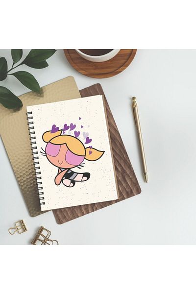 Paytak Moda Powerpuff Girls Bubbles Notebook تصميم حلزوني A5 96 ورقة غير مبطنة Pytkdt293