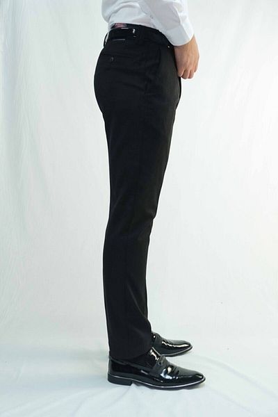 Bomonti Men's Black Battal-Free Gabardine Cotton Trousers