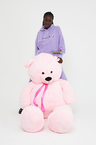 Oyuncak Fabrikası Büyük Boy Kocaman Salaş Puffy Peluş Ayı 2 Metre (200 Cm) Pembe