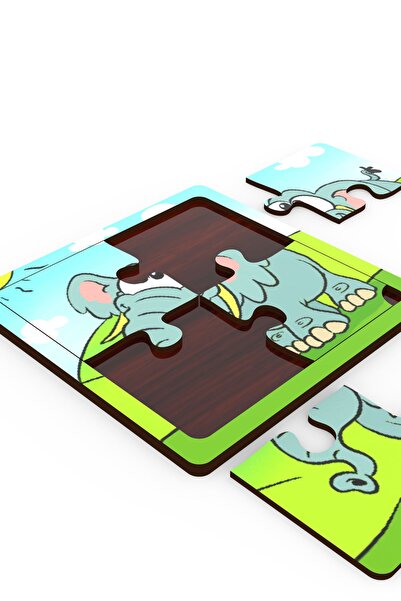 minİQ toys Minıq Toys Ahşap Sakaci Fil Mini Puzzle (4 Parca)