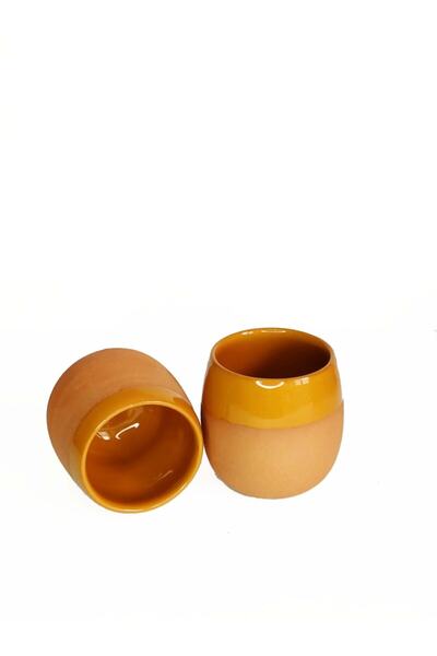 HerşeyTopraktan Toprak Kahve Yanı Su Bardağı 2'li (el Yapımı)