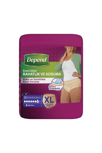 Depend Size Xl Women's Absorbent Panties 9 Pieces (Waist Decay 120-150 cm) New