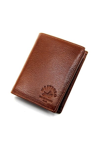 WEST POLO CÜZDAN Men's Tan Genuine Leather Wallet with Coin Compartment
