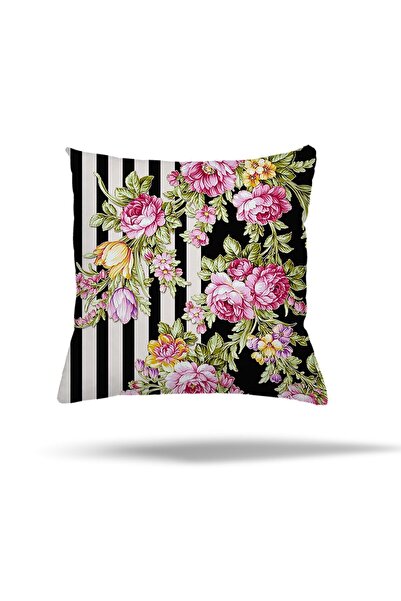 on the clouds Pink Floral Feather Tie-Dye Hidden Zippered Pillow Case Throw P...