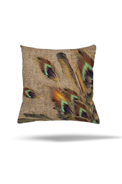 on the clouds Kuş Tüyü Batik Gizli Kahverengi Fermuarlı Yastık Kılıfı Kırlent...