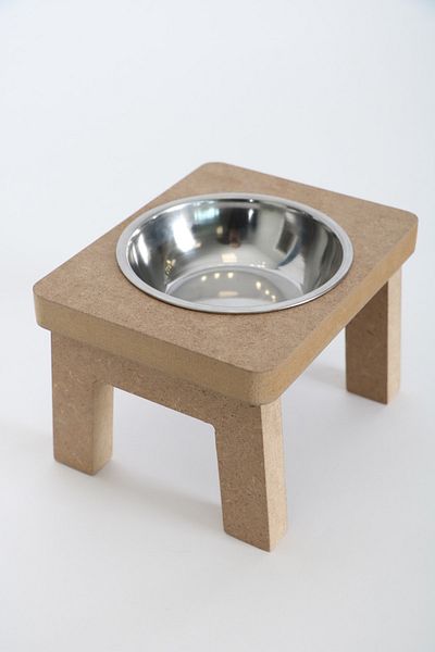 HobiMax Wooden Demountable Cat Food and Water Bowl with Steel Bowl 2