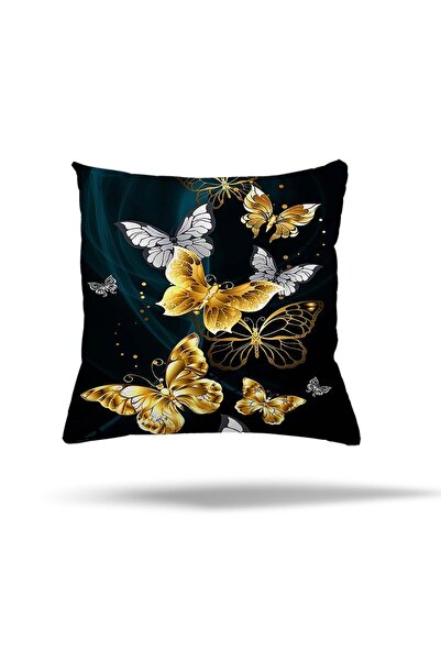 on the clouds Gold Butterfly Patterned Hidden Zippered Pillow Case Throw Pill...