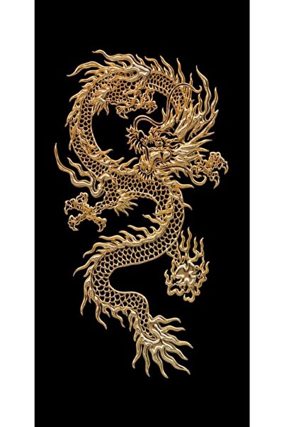 hediyeniburadabul Ξύλινη Αφίσα Τοίχου με Δράκο – Ειδική Συλλογή – Hbb