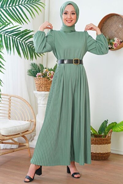 PİENNAR Lilac Hijab Jumpsuit - Pearl with Pleated and Stone Detail