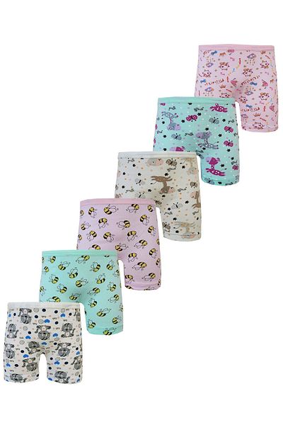 KOTA Boxer pentru fete din bumbac cu imprimeu Lycra, pachet de 6