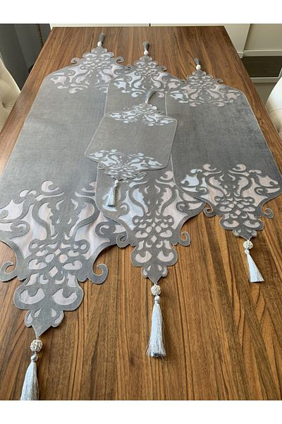NURHAN HOME COLLECTION Crown Model Ασημί Χρώμα Σετ Σαλονιού 4 τεμαχίων