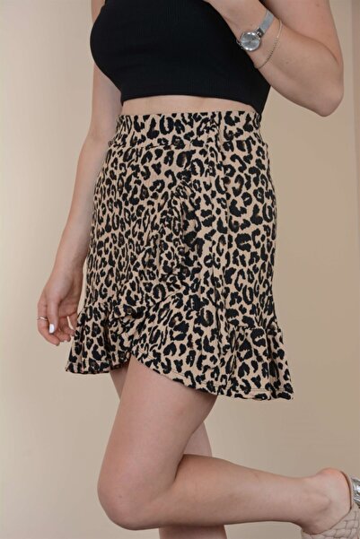 giyimmasalı Fusta cu volane cu model leopard
