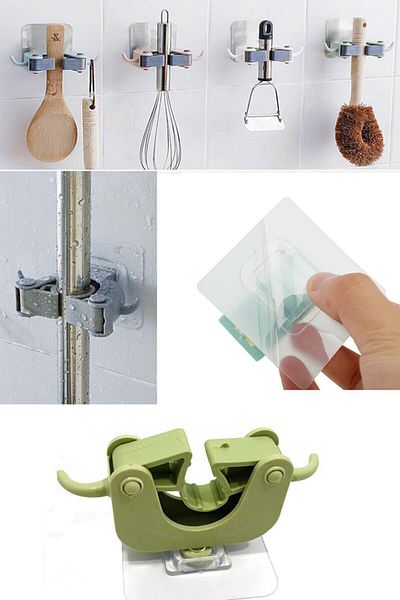 Trouvaille 2 Pieces - Mop Broom Brush And Mop Hanger Handle Holder Kitchen Bathroom Hanger