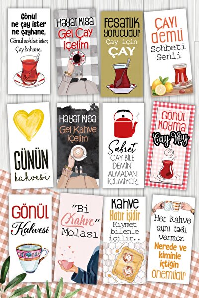 Pankart Evi شعار القهوة 12 قطعة بطاقات العرض