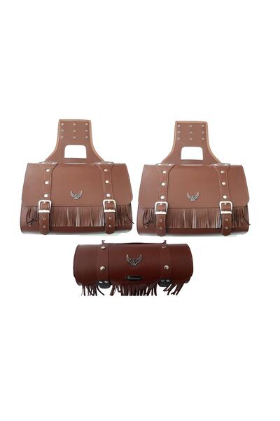 Mondial Motorsiklet Deri Yan Heybe Çanta 3 Lü Set