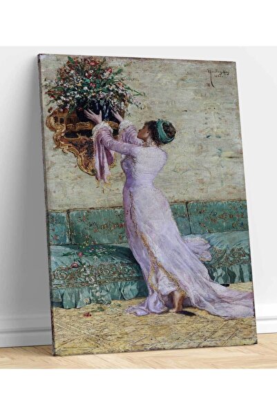 Genel Markalar Osman Hamdi Bey - Vazo Yerleştiren Kız Tablo - 60 cm x 90 cm