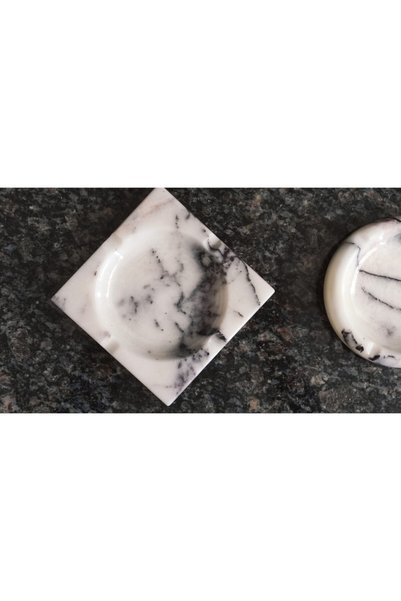 Pergamon Set of 2 Square and Round Ashtray Ash Tray Real Marble
