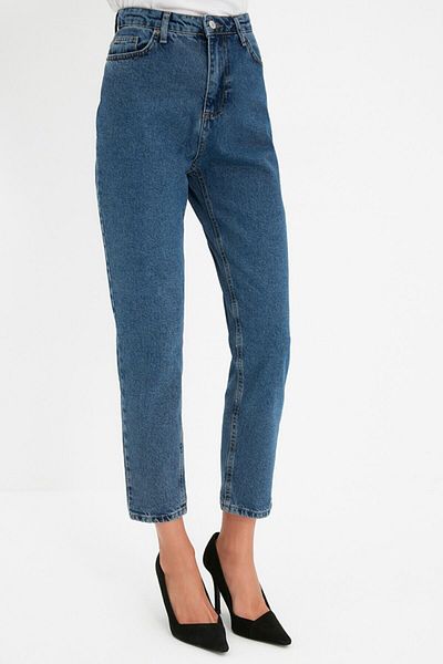 Trn JNS Παντελόνι Mom Jean Mid Blue Lycra (Δεν ξεθωριάζει το χρώμα)