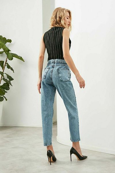 Trn JNS Παντελόνι Snow Mom Lycra Mom Jean (Δεν ξεθωριάζει το χρώμα)