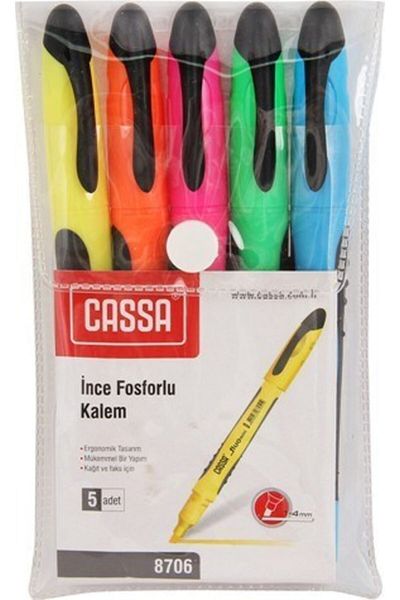 Cassa 8706 Pen Type Highlighter 5 Pack