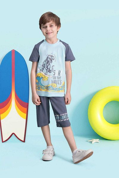 ROLY POLY Set bermude pentru băiat Surf Wawes albastru deschis