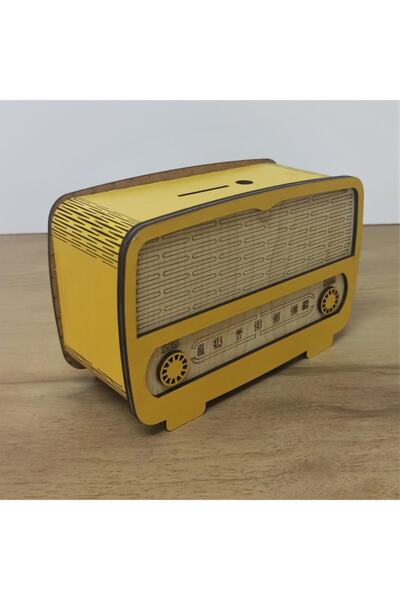 Genel Markalar Rustik Ahşap Radyo Kumbara Sarı