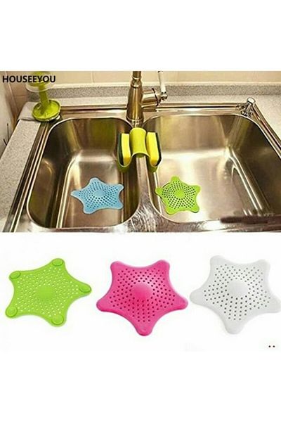 isgstore Main Shop Αντιολισθητικός σιλικόνης με βεντούζα αστέρι νιπτήρα και στραγγιστήρι μπανιέρας Star Strainer Pink Color M-114