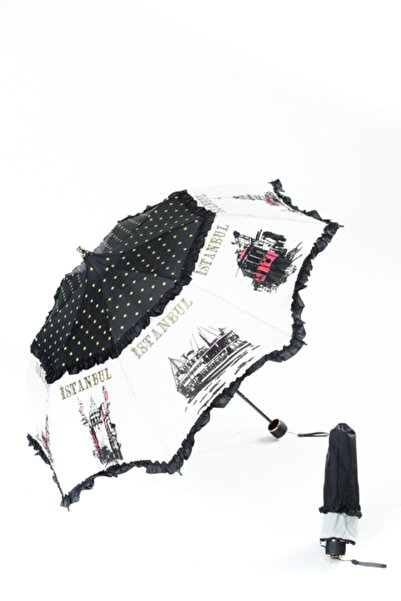 Marlux Unisex Siyah İstanbul Şemsiye