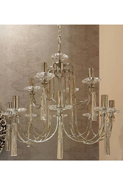 yıldırımavize 12 Li 8 4 2 Katlı Kontes Gümüş Renk Avize (TAM MONTAJLIDIR.)