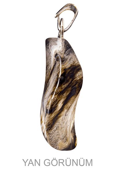 Tesbih Atölyesi Striped Natural Fossil Agate Stone Necklace