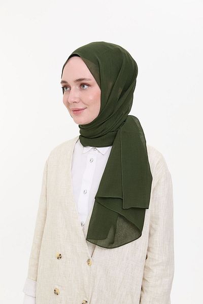 BURDEN IPEK Natural Crepe Light Combed Shawl Khaki