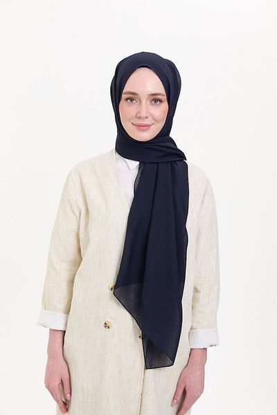 BURDEN IPEK Natural Crepe Light Combed Shawl Navy Blue
