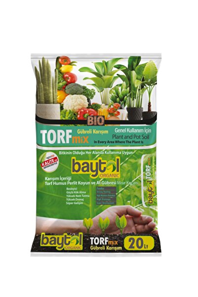 baytol Mix 20lt Organik Bitki Ve Saksı Toprağı Gübreli Karışım Torf