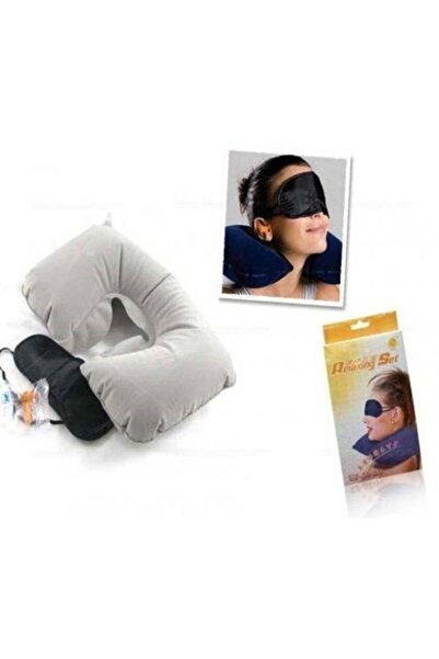 Çokuygunuz 2 Adet Üçlü Seyahat Seti Göz Bandı Kulak Tıkacı Boyun Yastığı