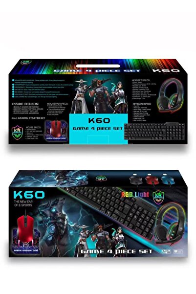 Genel Markalar K60 Rgb Lıght Game 4 Pıece Set Klavye Mouse Kulaklık Mouse Pad