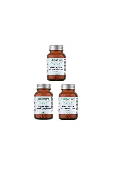VeNatura Zinc and Copper Team - 15 Mg and 1500 Mg Food Supplement, 60 Capsules X3 Pieces