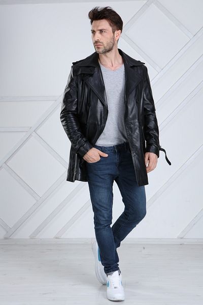 CE-YIL Genuine Leather Trench Coat
