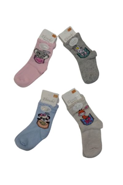 Ekinoks Girl's Colorful Special Seamless Perfumed 4-Piece Socks
